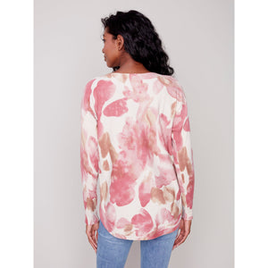 LIGHTWEIGHT FLORAL SWEATER - ORCHID-Sweaters-CHARLIE B-Coriander