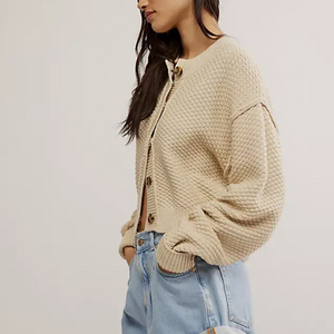 LILA CARDI-Jackets & Sweaters-FREE PEOPLE-Coriander