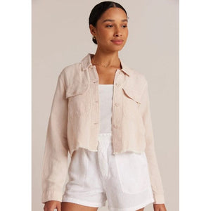 LILY FRAYED HEM LINEN JACKET-Jackets & Sweaters-BELLA DAHL-XSMALL-SAND KHAKI-Coriander