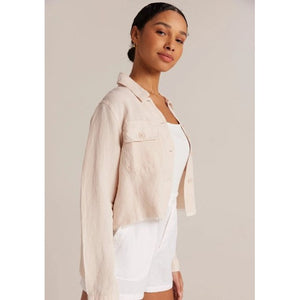 LILY FRAYED HEM LINEN JACKET-Jackets & Sweaters-BELLA DAHL-Coriander