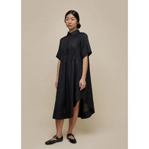 LINEN BLOUSE TUNIC DRESS-Dresses-UCHUU-Coriander