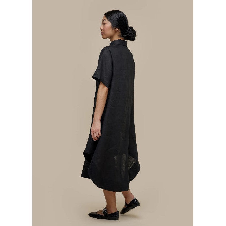 LINEN BLOUSE TUNIC DRESS-Dresses-UCHUU-Coriander