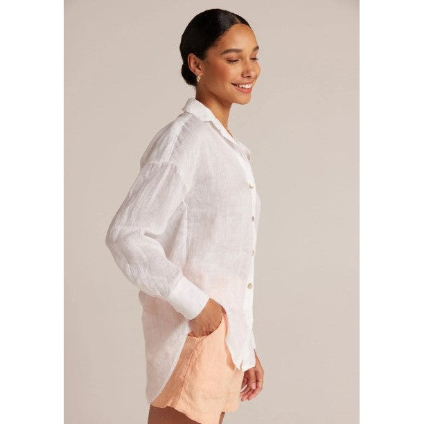 LINEN BOYFRIEND BUTTON DOWN-Tops-BELLA DAHL-SMALL-WHITE-Coriander