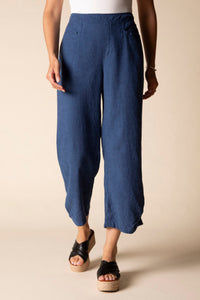LINEN CAPRI | PLEAT BUTTON-Bottom-HABITAT-SMALL-NAVY-Coriander