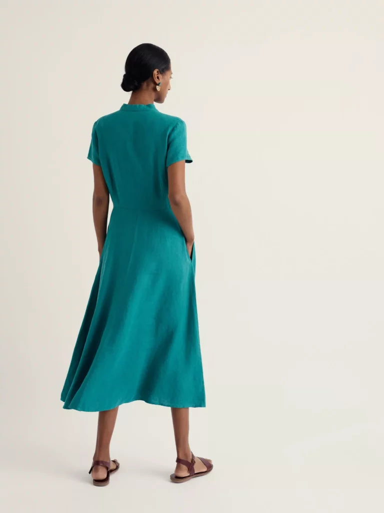 LINEN DRESS | CARVED WOOD: DEEP DIVE-Dress-SEASALT-Coriander
