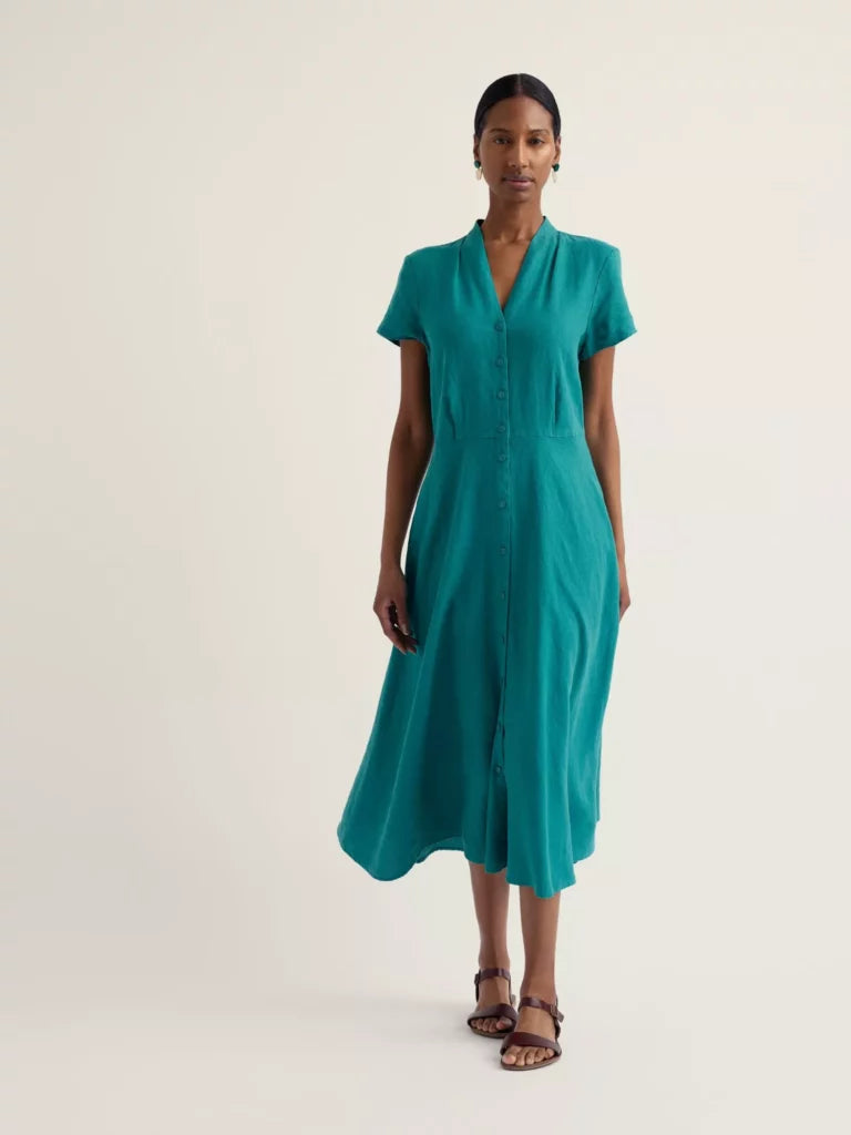 LINEN DRESS | CARVED WOOD: DEEP DIVE-Dress-SEASALT-Coriander