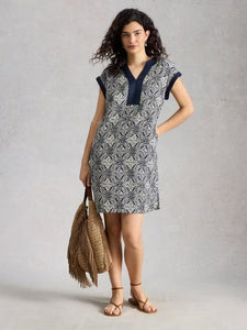 LINEN DRESS | JILLY-Dress-WHITE STUFF-8-NAVY-Coriander