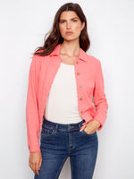 LINEN JACKET | FRAYED HEM-Jackets & Sweaters-CHARLIE B-Coriander
