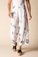 LINEN PANT | FLORAL SEAMED CROP-Bottom-HABITAT-Coriander
