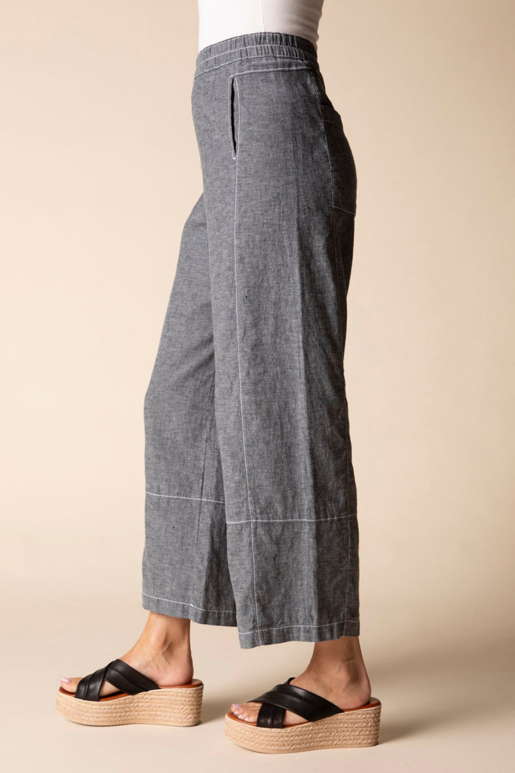 LINEN PANT | SEAMED CROP-Bottom-HABITAT-Coriander
