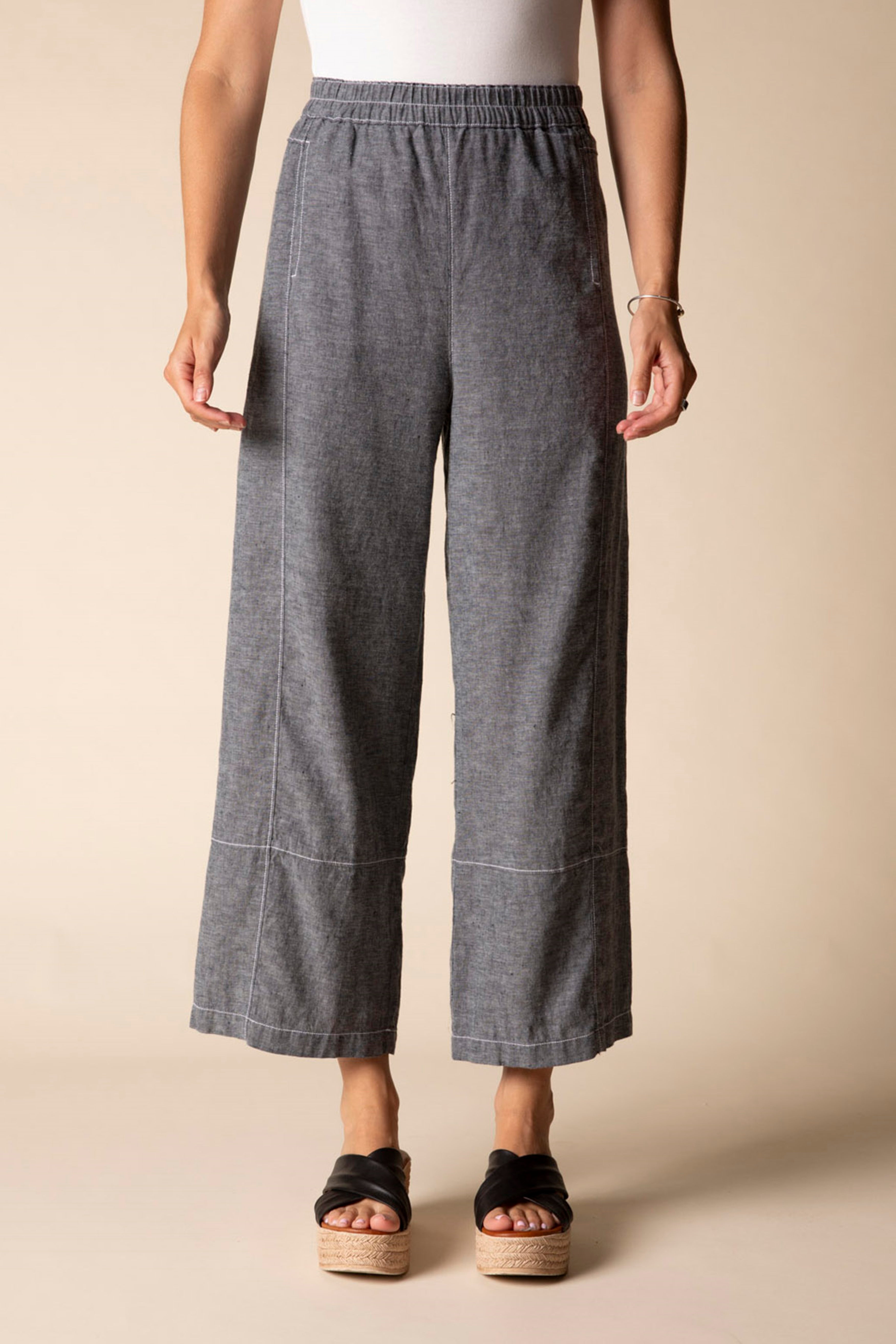 LINEN PANT | SEAMED CROP-Bottom-HABITAT-SMALL-BLACK-Coriander