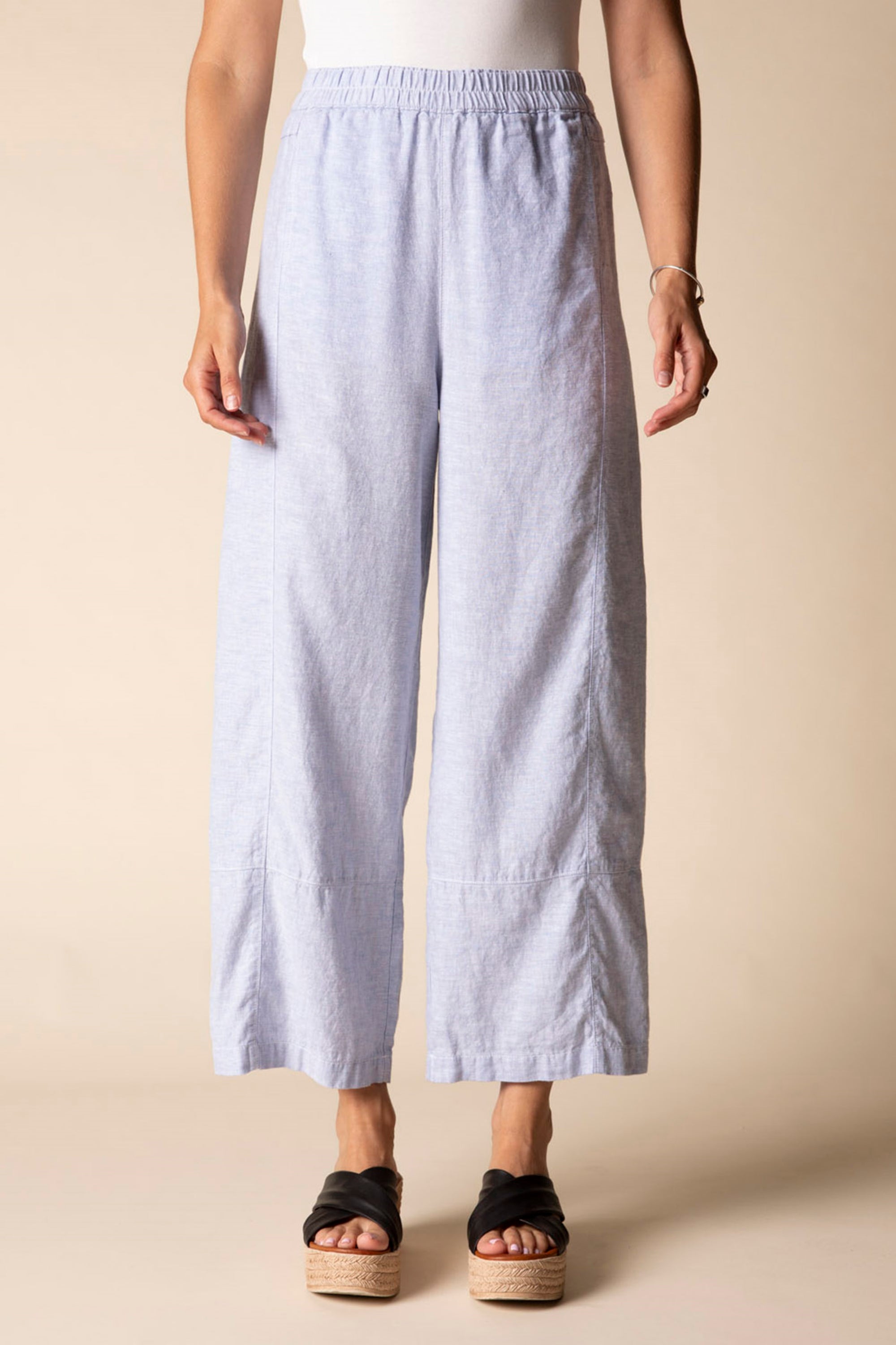 LINEN PANT | SEAMED CROP-Bottom-HABITAT-SMALL-CORNFLOWER-Coriander