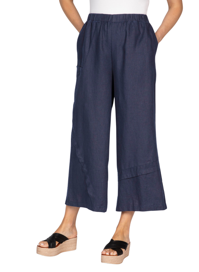 LINEN PANTS | CROSSROADS-Bottoms-OLIVIA-SMALL-NAVY-Coriander