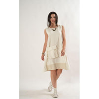 LINEN POCKET DRESS-Dress-THE PAPERLACE-SMALL-CREAM-Coriander