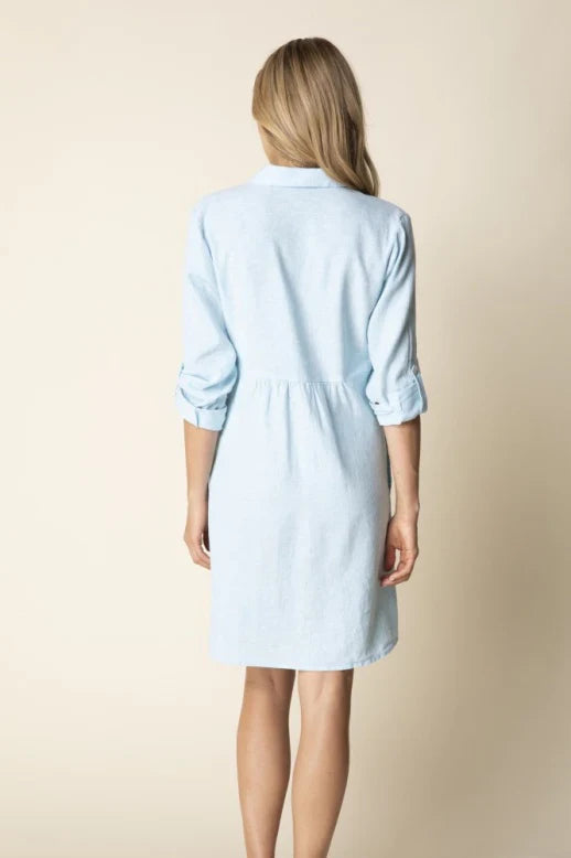 LINEN SHIRT DRESS | GATHERED BACK-Dress-HABITAT-Coriander