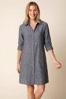 LINEN SHIRT DRESS | GATHERED BACK-Dress-HABITAT-SMALL-BLACK-Coriander