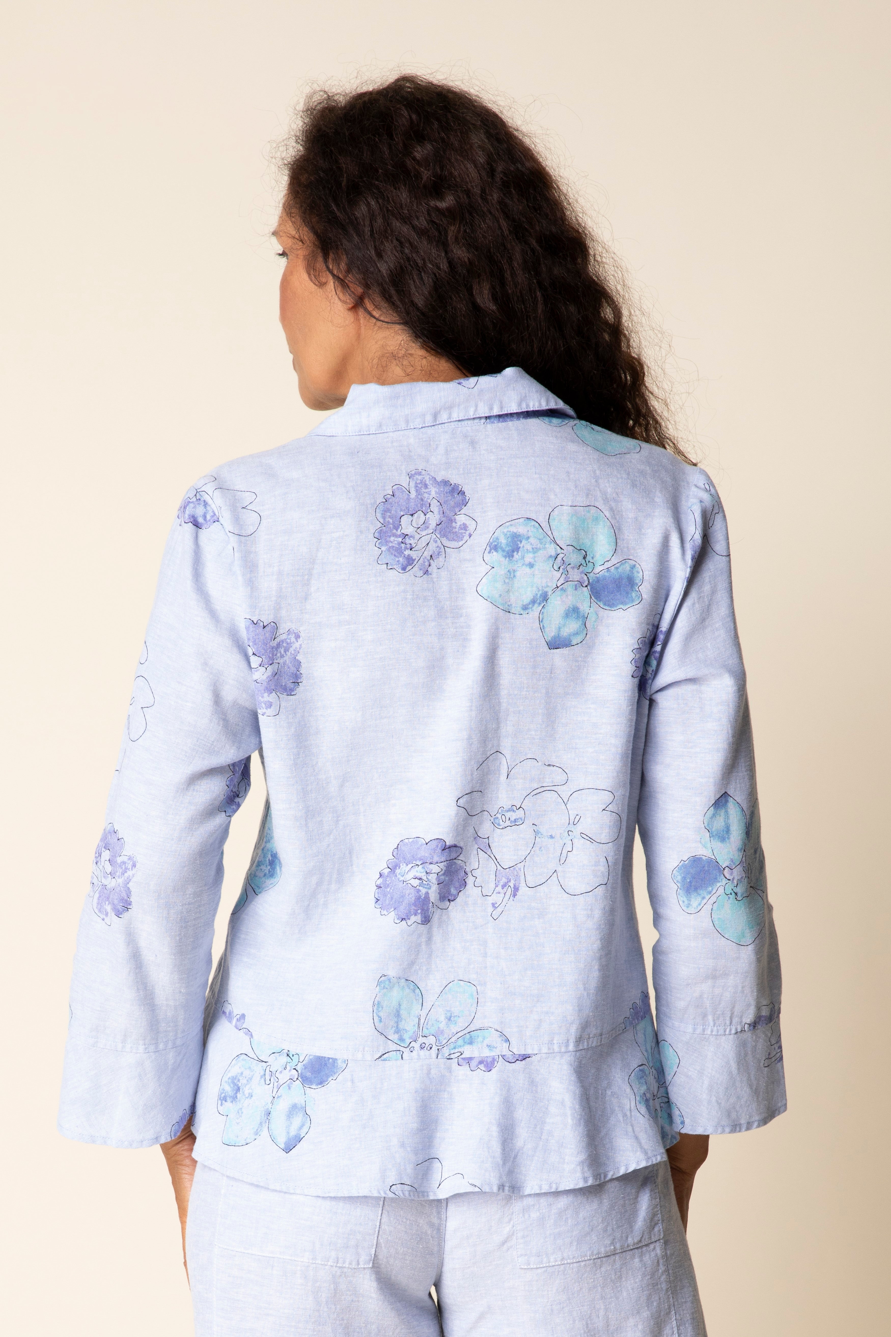 LINEN SHIRT | FLOUNCE: CORNFLOWER-Top-HABITAT-Coriander