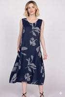 LINEN TANK DRESS | FIELD OF FLOWERS-Dresses-OLIVIA-SMALL-NAVY-Coriander