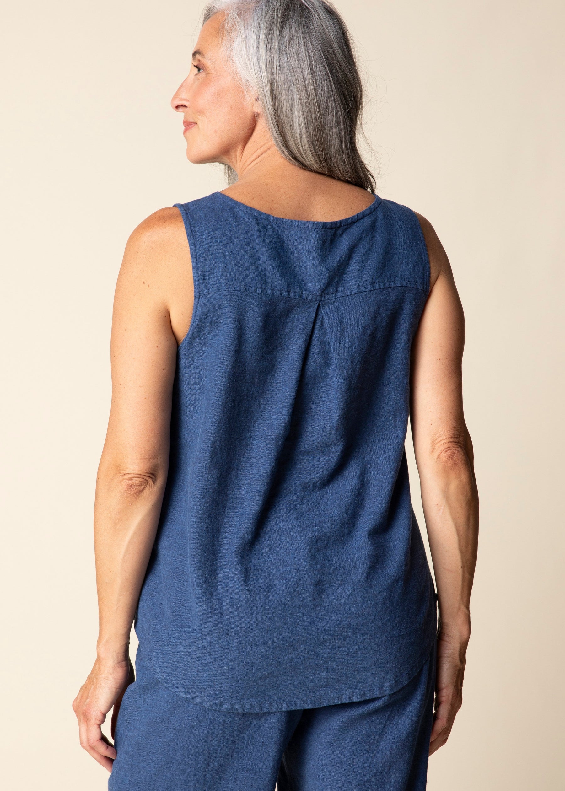 LINEN TANK TOP | PLEAT BACK-Top-HABITAT-Coriander
