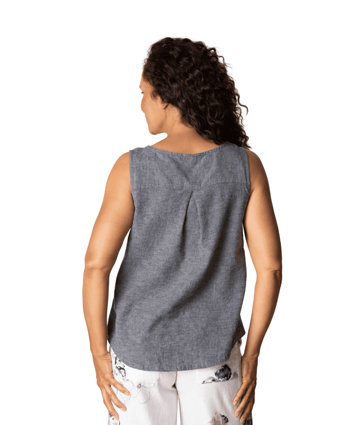 LINEN TANK TOP | PLEAT BACK-Top-HABITAT-Coriander