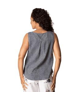 LINEN TANK TOP | PLEAT BACK-Top-HABITAT-Coriander