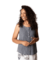 LINEN TANK TOP | PLEAT BACK-Top-HABITAT-SMALL-BLACK-Coriander