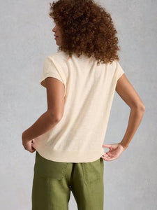 LINEN TEE | GINNI POLO-Top-WHITE STUFF-Coriander