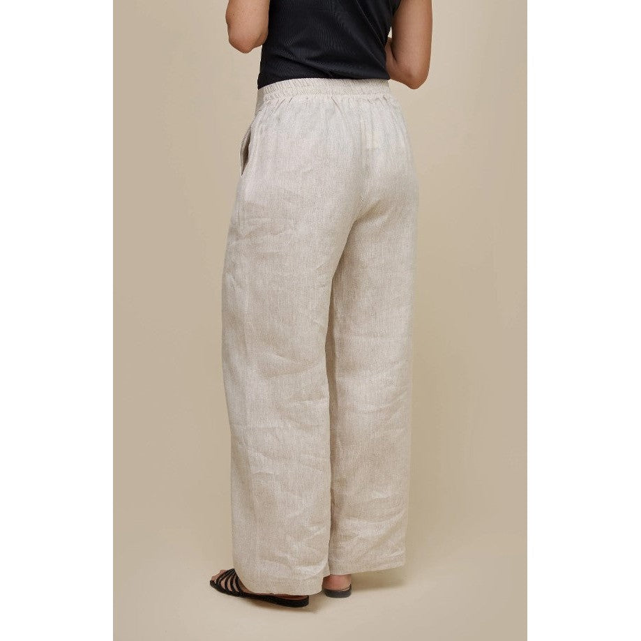 LINEN WIDE LEGGED PANTS-Bottoms-UCHUU-Coriander