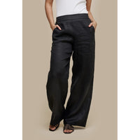 LINEN WIDE LEGGED PANTS-Bottoms-UCHUU-ONE-BLACK-Coriander