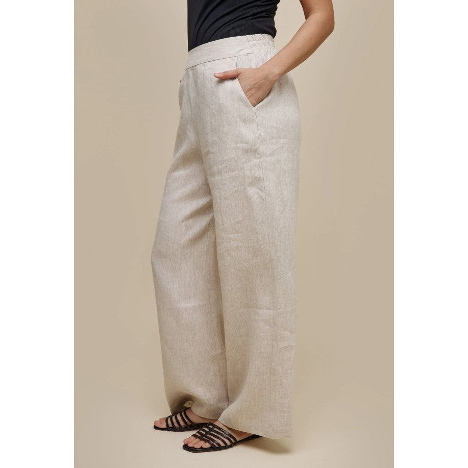 LINEN WIDE LEGGED PANTS-Bottoms-UCHUU-ONE-SAND-Coriander