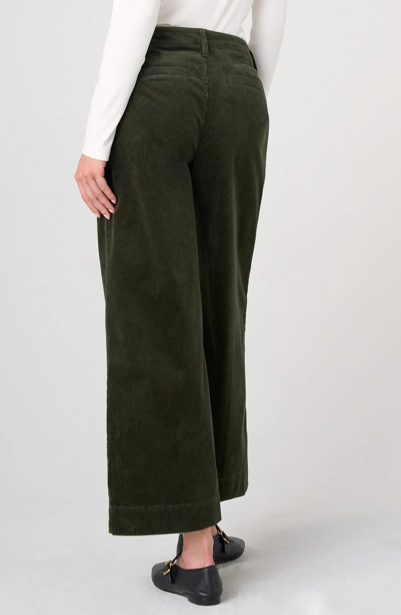 WIDE LEG CORDUROY TROUSER | MID-RISE CROP-Bottom-LIVERPOOL-Coriander