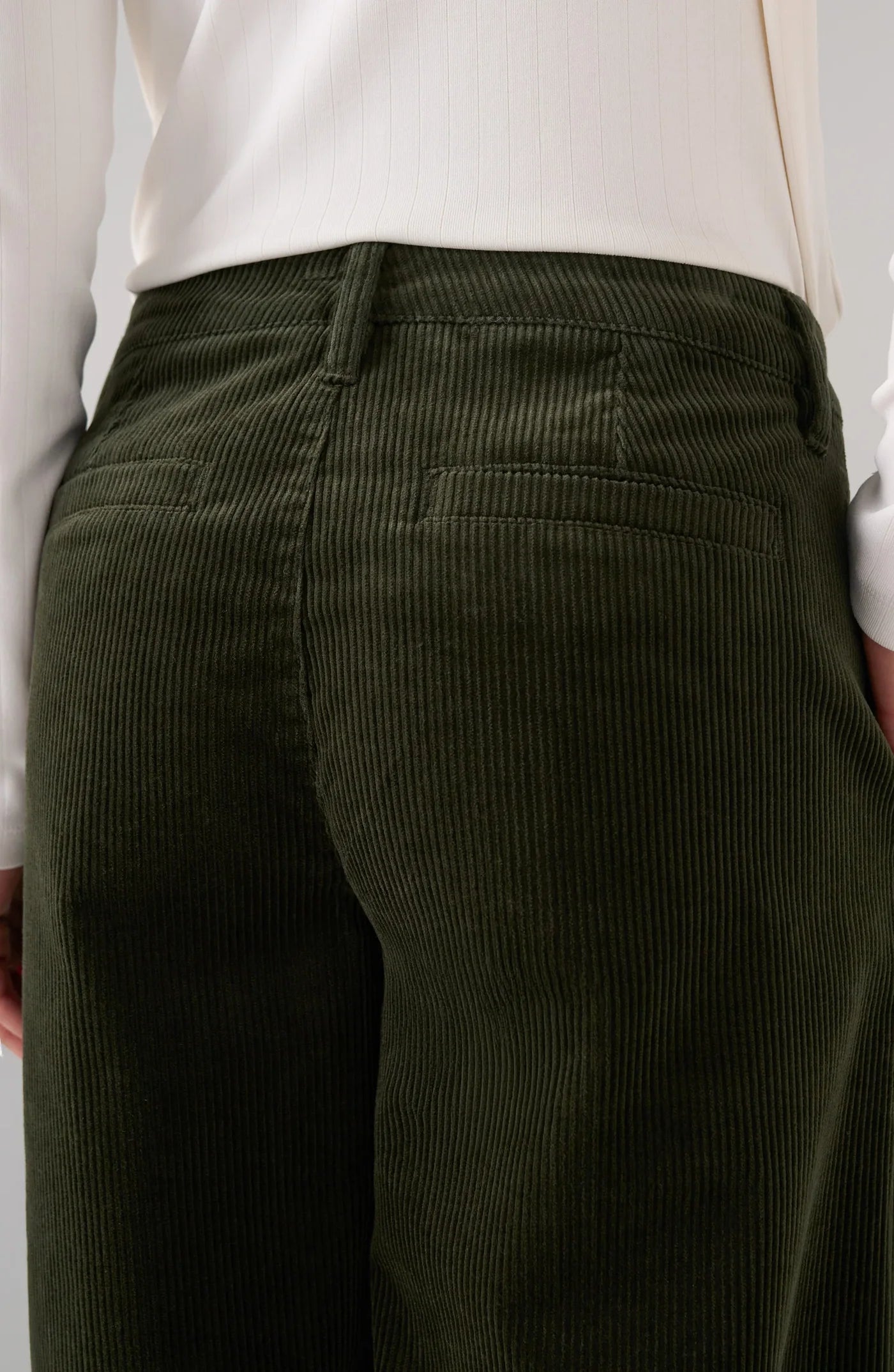 WIDE LEG CORDUROY TROUSER | MID-RISE CROP-Bottom-LIVERPOOL-Coriander
