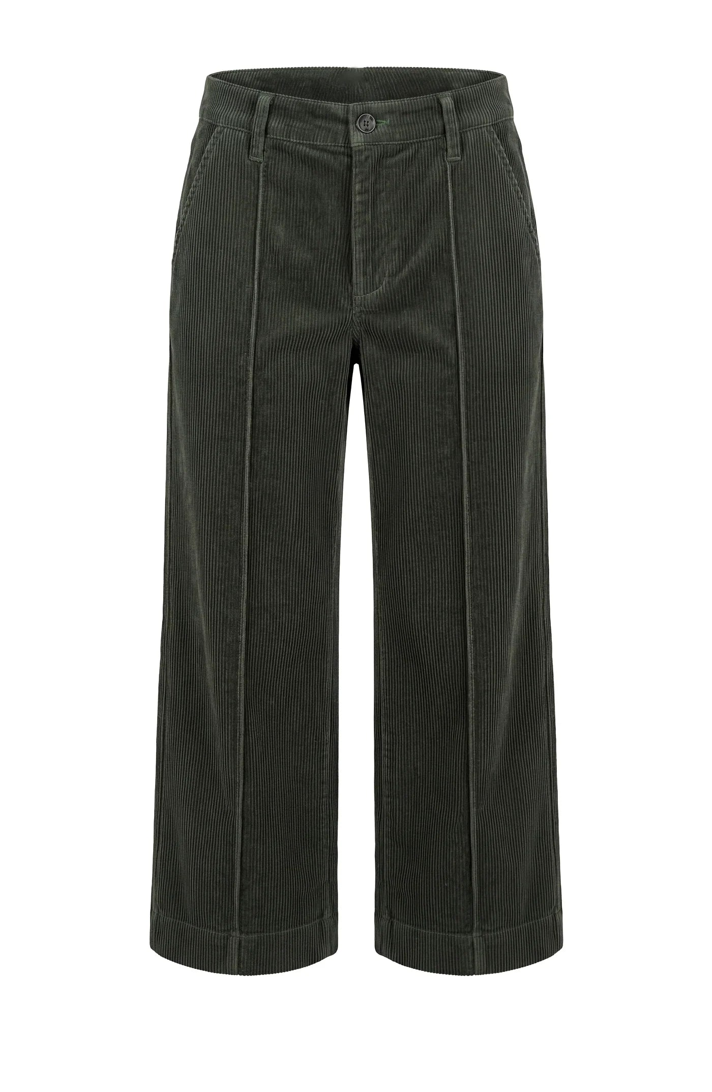 WIDE LEG CORDUROY TROUSER | MID-RISE CROP-Bottom-LIVERPOOL-Coriander