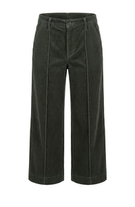 WIDE LEG CORDUROY TROUSER | MID-RISE CROP-Bottom-LIVERPOOL-Coriander