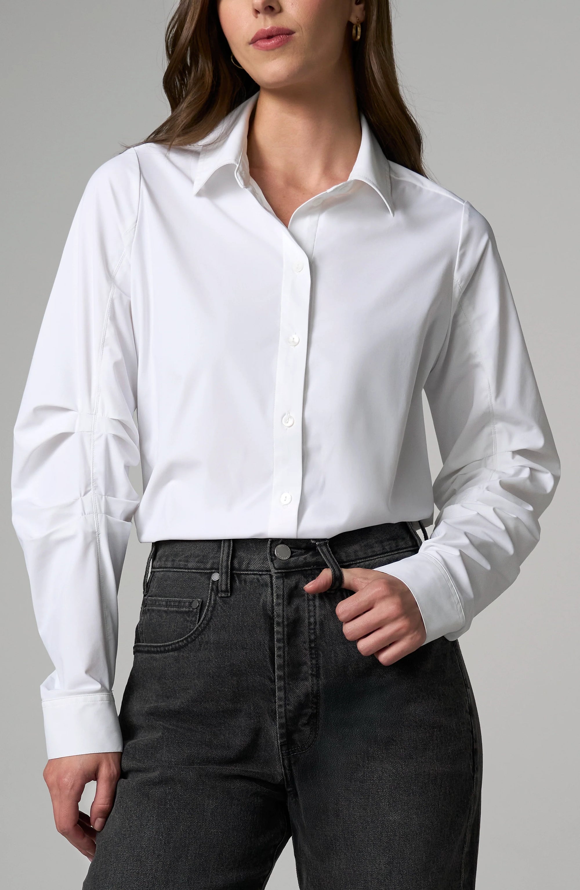 WOMEN'S SHIRT | PLEATED SLEEVE BUTTON UP