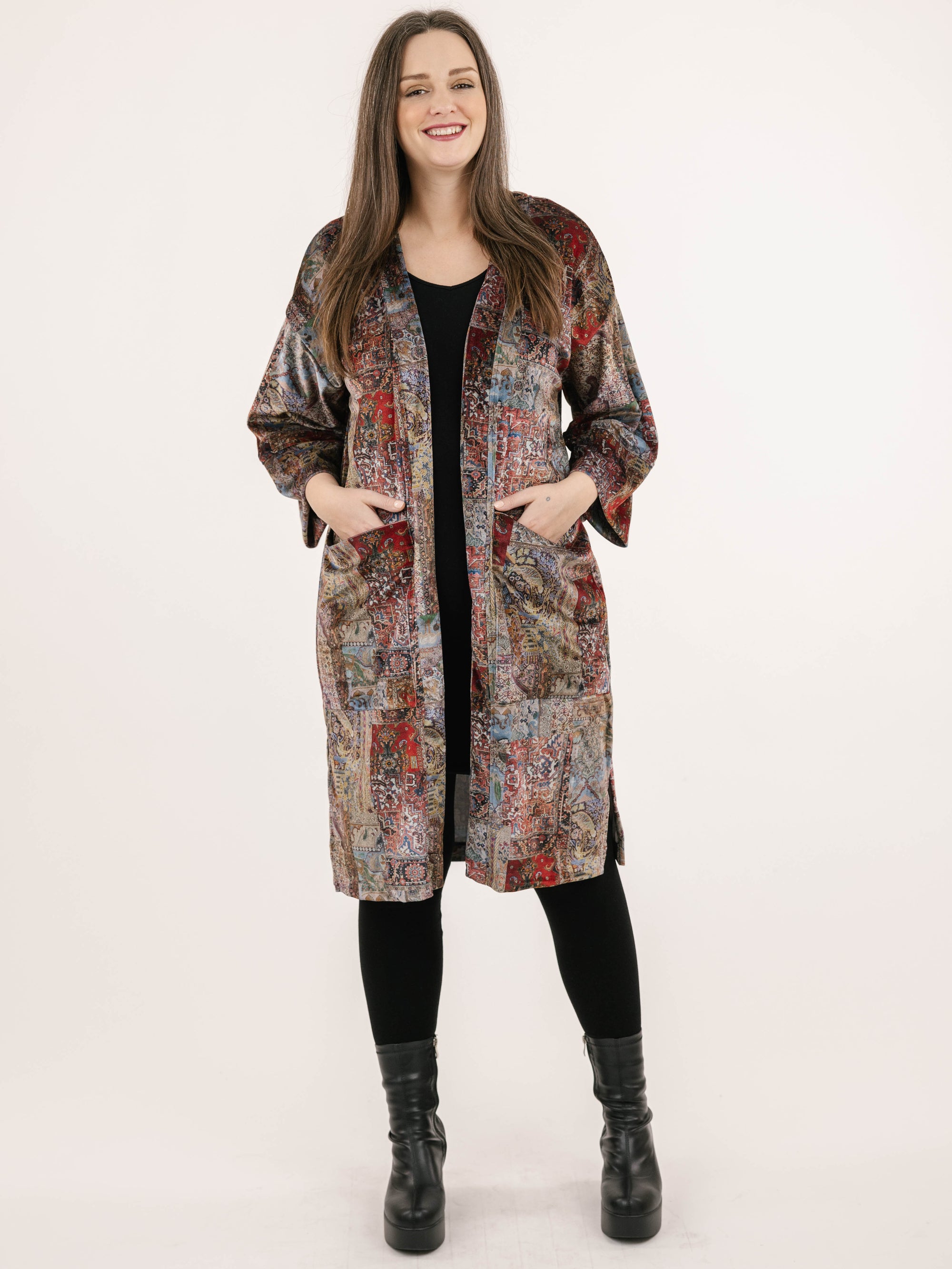 LONG CARDIGAN | ANNE VELVET VELVET-Jackets & Sweaters-SHANNON PASSERO-Coriander