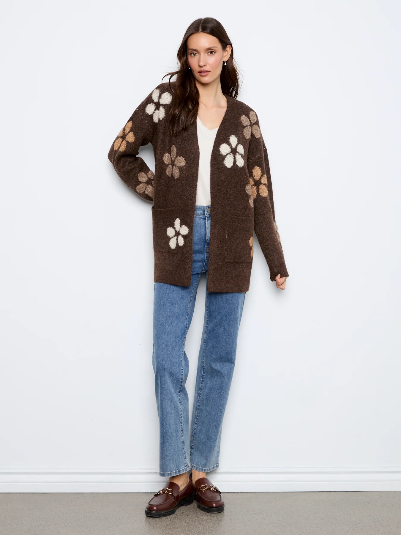 LONG CARDIGAN | FLOWER BOUCLE
