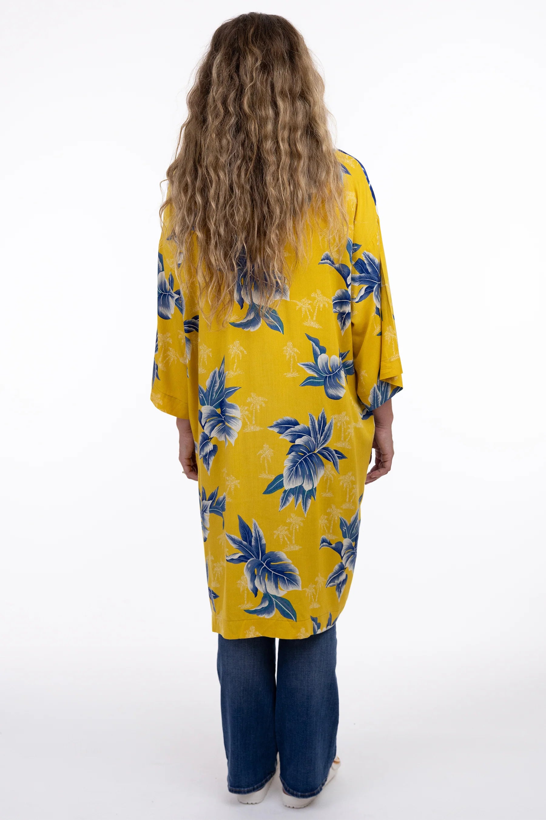 LONG CARDIGAN | JANIS: YELLOW PALM-Jackets & Sweaters-SHANNON PASSERO-Coriander