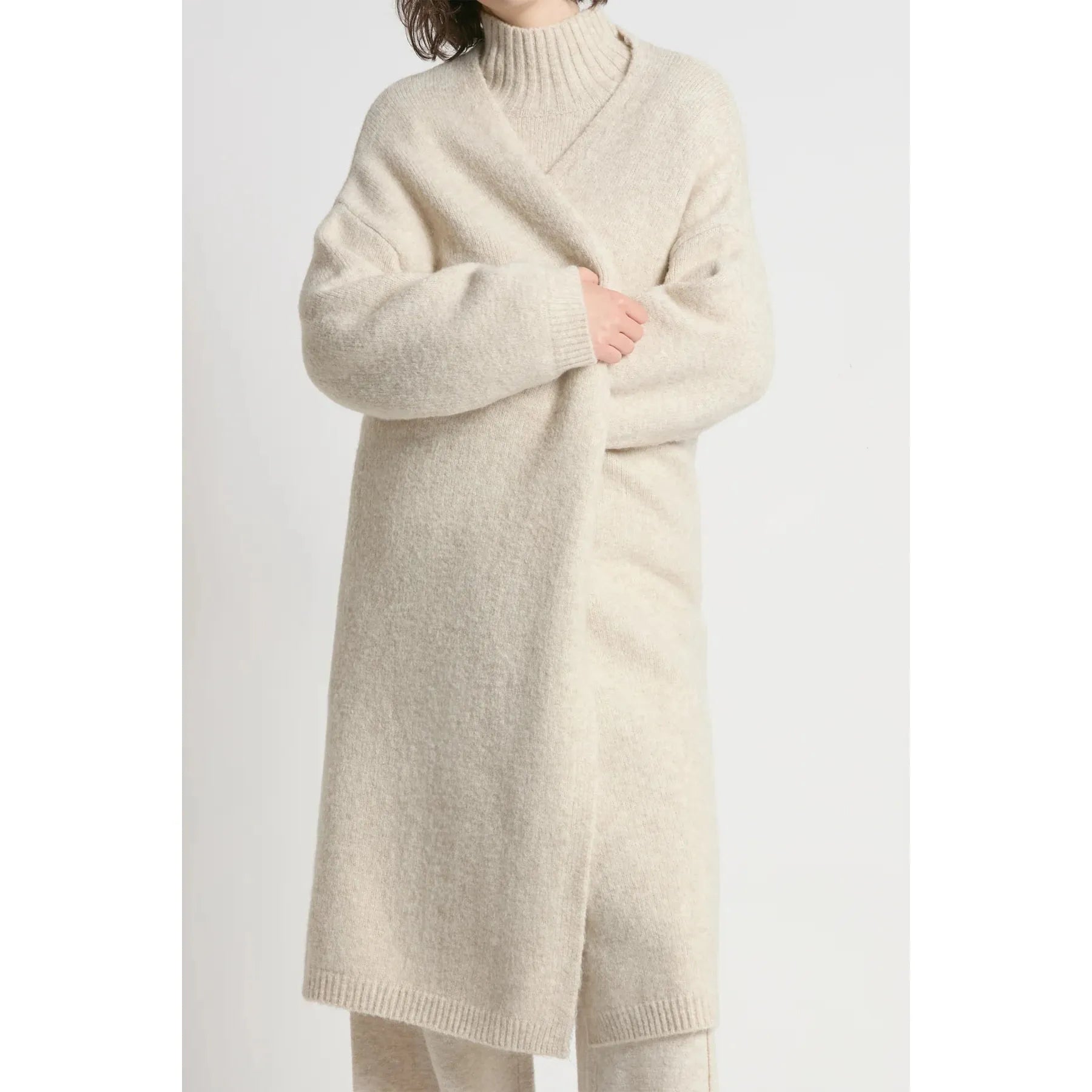 LONG CARDIGAN | SOFT FLOWING-Jackets & Sweaters-LOOK BY M-ONE-IVORY-Coriander