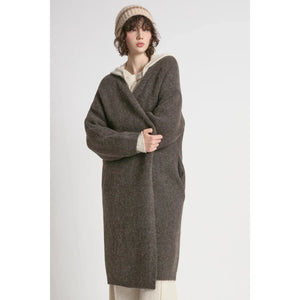 LONG CARDIGAN | SOFT FLOWING-Jackets & Sweaters-LOOK BY M-ONE-MOCHA-Coriander