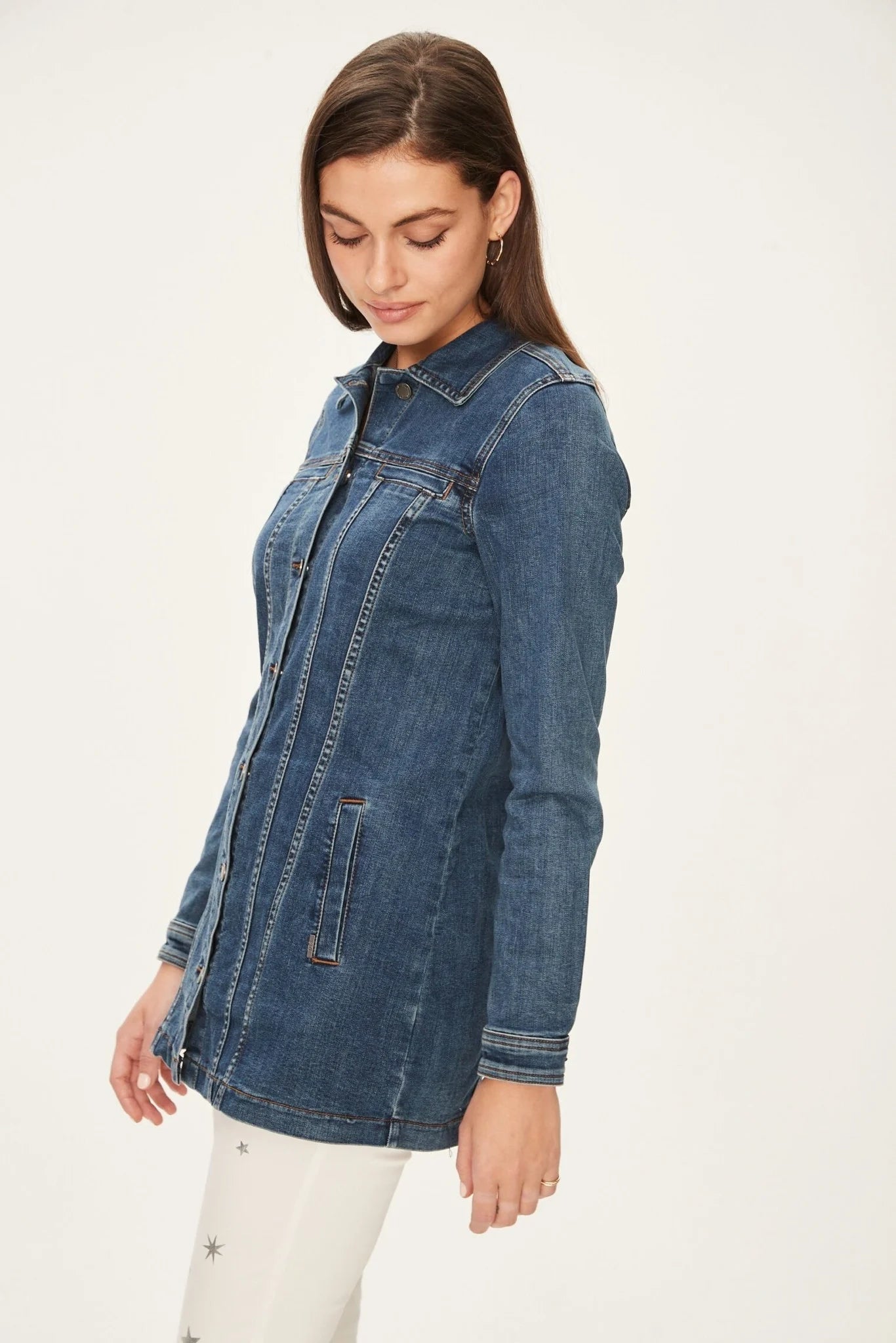 LONG DENIM JACKET-Jackets & Sweaters-FRENCH DRESSING JEANS-SMALL-DARK INDIGO-Coriander