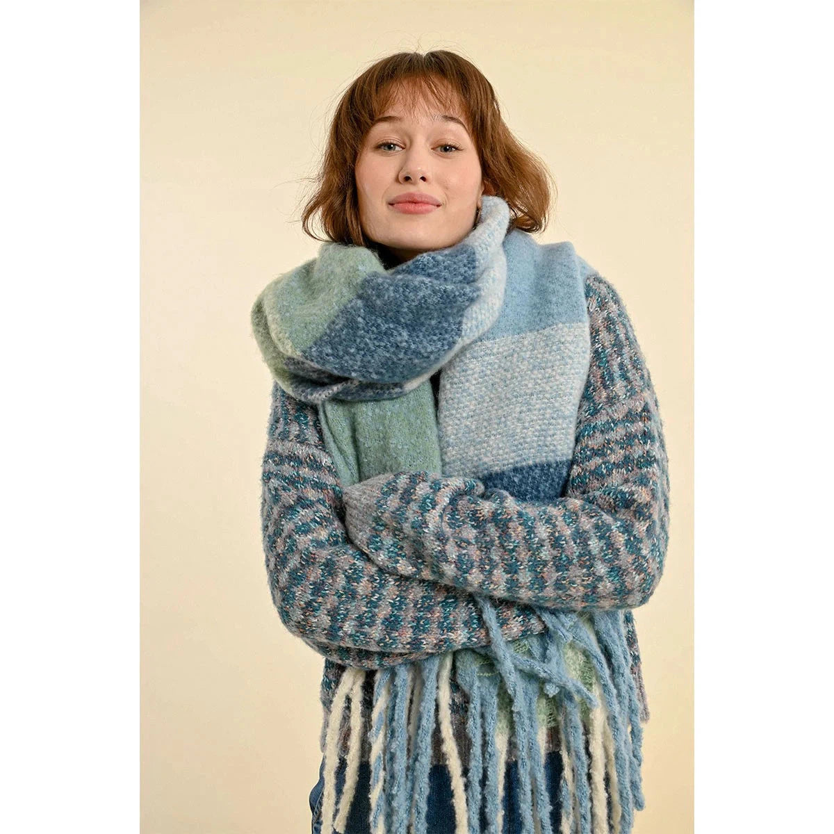 LONG FLUFFY SCARF-Accessories-MOLLY BRACKEN-Coriander