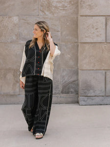 LONG PANT | LANI-Bottom-SHANNON PASSERO-SMALL-ART DECO PRINT-BLACK-Coriander