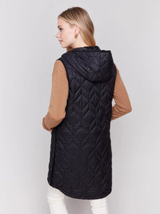 LONG QUILTED PUFFER VEST-Jackets & Sweaters-CHARLIE B-Coriander