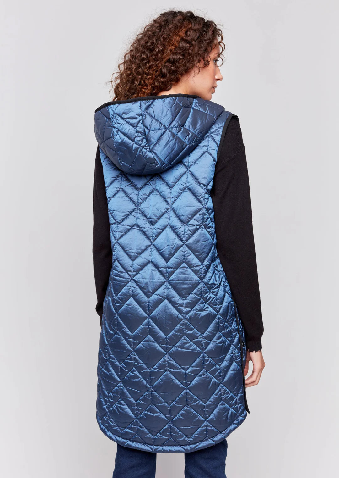 LONG QUILTED PUFFER VEST-Jackets & Sweaters-CHARLIE B-Coriander