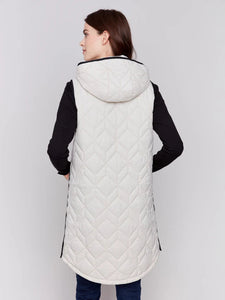 LONG QUILTED PUFFER VEST-Jackets & Sweaters-CHARLIE B-Coriander