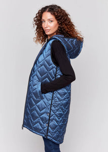 LONG QUILTED PUFFER VEST-Jackets & Sweaters-CHARLIE B-Coriander