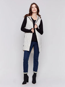 LONG QUILTED PUFFER VEST-Jackets & Sweaters-CHARLIE B-SMALL-ALMOND-Coriander