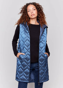 LONG QUILTED PUFFER VEST-Jackets & Sweaters-CHARLIE B-SMALL-GLACIER-Coriander