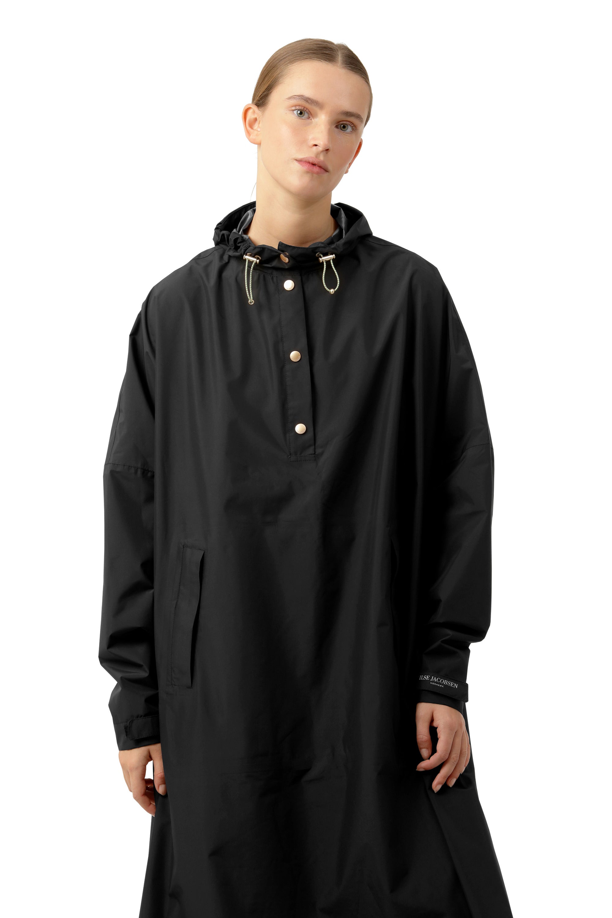 LONG RAIN PONCHO WITH SLEEVES-Jackets & Sweaters-ILSE JACOBSEN-Coriander